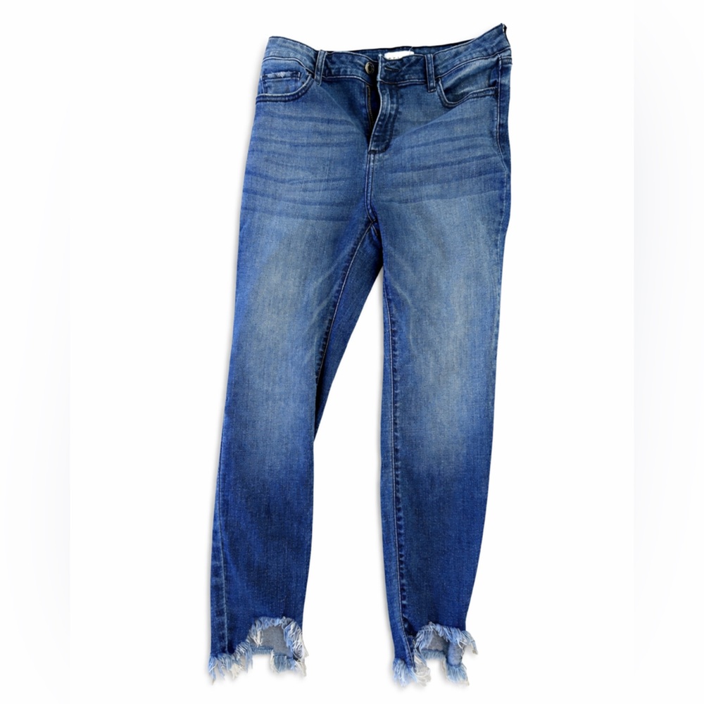 Cello High-Rise Frayed Hem Skinny Jeans
